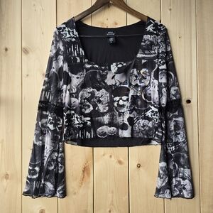 Social Collision Sleepy Hallow Collage Bell Sleeve Crop Top Hot Topic Halloween